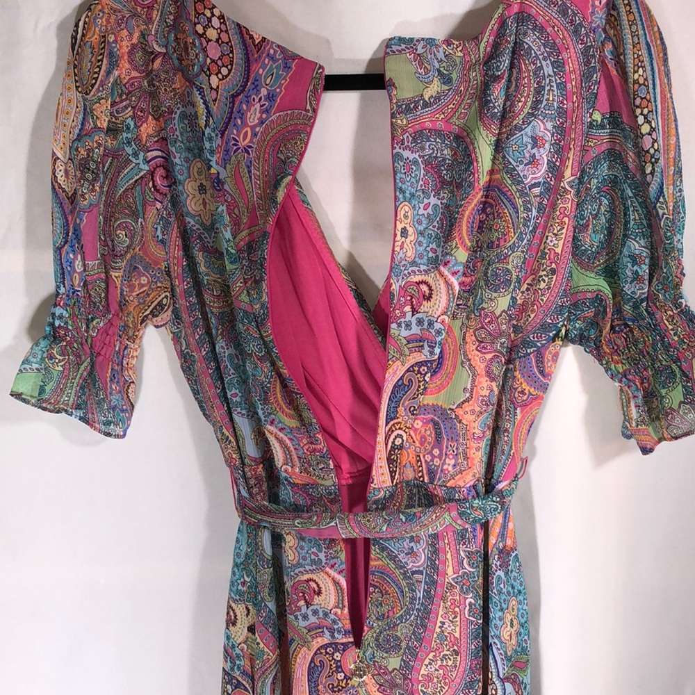NWOT Tommy Hilfiger Colorful Sheer Paisley Spring Dress Sz 8 - Picture 7 of 11